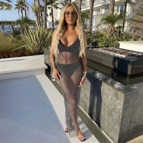 Black Mesh Rhinestones Fishnet Dress Sexy See Trough Beach Dresses Shiny Bikini Swimsuit Cover