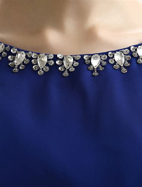 Blue Prom Dress 2021 Short Chiffon Beaded Cocktail Dress Royal Blue