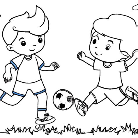 Children Playing Football Coloring Pages Black and White · Creative Fabrica