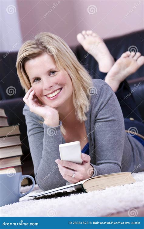 Blonde Girl Cheerfully Call The Apartment Stock Image Image Of Message Communication