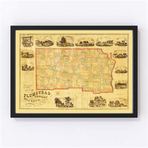 Vintage Map of Bucks County, Pennsylvania 1859 by Ted's Vintage Art