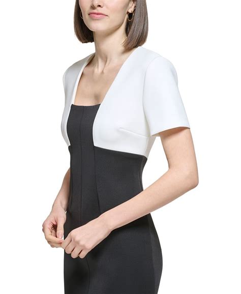 Calvin Klein Womens Colorblocked Sheath Dress Macys