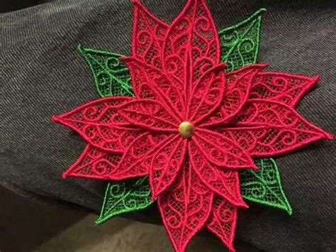 Embroidered LACE Poinsettia Embroidery Designs Machine Embroidery