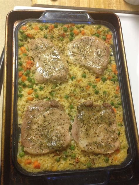 Baked Pork Chops Over Rice Sooo Easy One Dish Meal Pork Loin