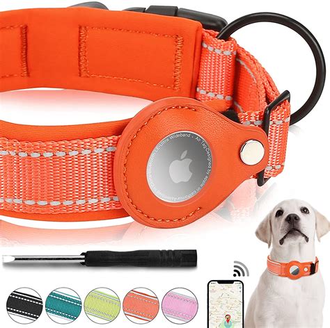 Reflective Airtag Dog Collar, Feeyar Padded Apple Air Tag Dog Collar ...