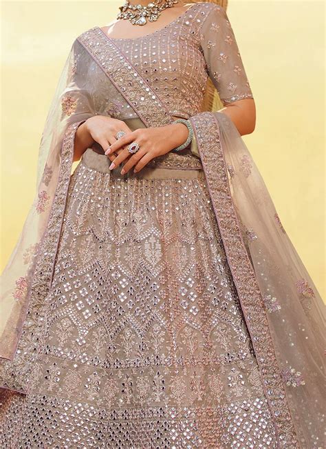 Mauve Crepe Embroidered Bridal Lehenga Choli Lehengas Designer Collection