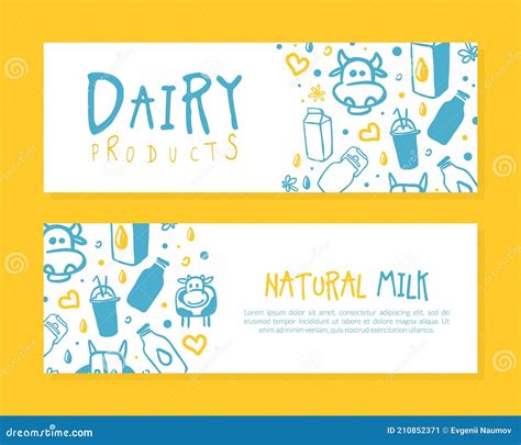 Dairy Products Banner Template Natural Milk Brochure Flyer Poster