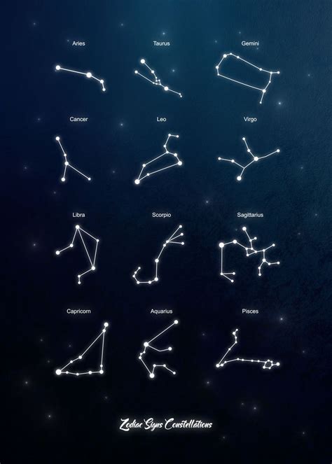 'Zodiac Signs Constellation' Poster, picture, metal print, paint by ...