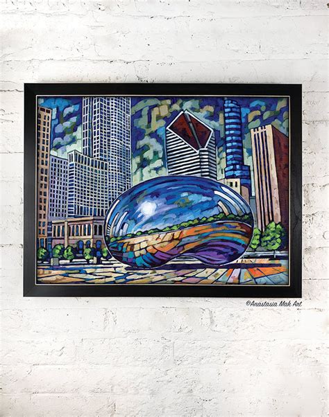 Chicago Bean, Chicago Print, Summer Bean, Chicago Landmark, Downtown Chicago, Cloud Gate, by ...