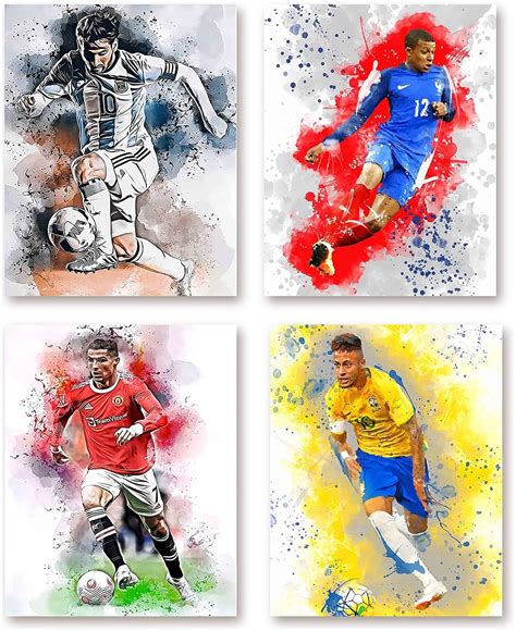 Watercolor Famous Soccer Superstar Canvas Wall Art Prints Lionel Messi