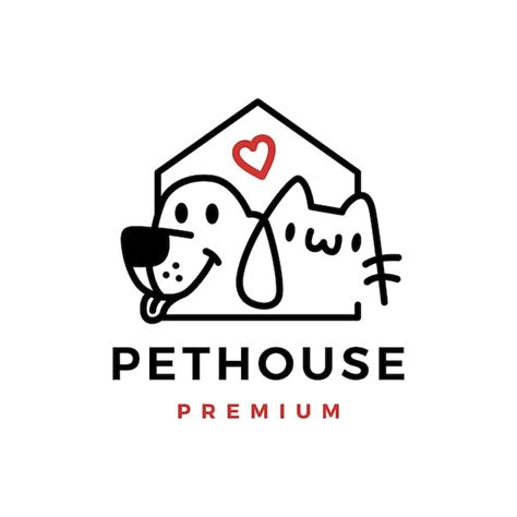 Hund Katze Haustier Haus Logo Vektor Symbol Abbildung Premium