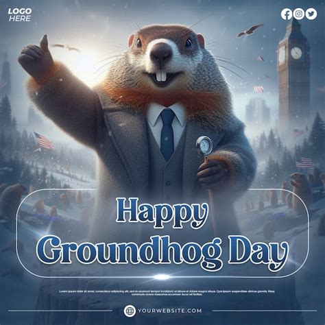 Premium PSD Happy Groundhog Day Social Media Or Instagram Post Banner