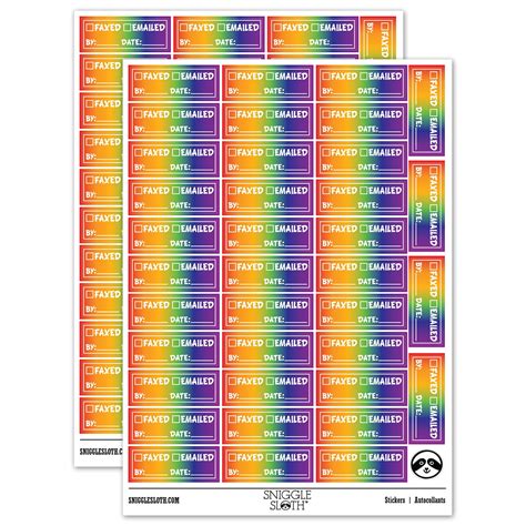 Faxed Emailed Document Fill In Sticker Set Rainbow Matte Finish