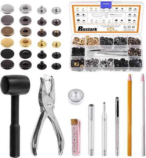 Amazon Rustark 60 Sets 12 5mm 6 Colors Leather Snap Fasteners Kit