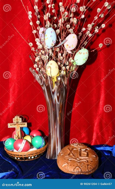 Pussy Willow Revival And Easter Eggs Stock Photo Image Of Crucifix Christian