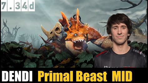 DENDI PLAYING Primal Beast MIDLANE 7 34D DOTA 2 HIGHEST MMR MATCH