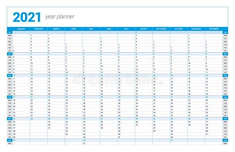 Calendario Del Planificador Para 2021 Plantilla De Planificador Anual