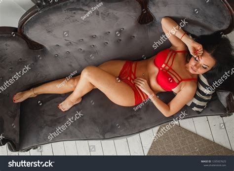 Sexy Curvy Tanned Woman Red Lingerie Stock Photo Shutterstock