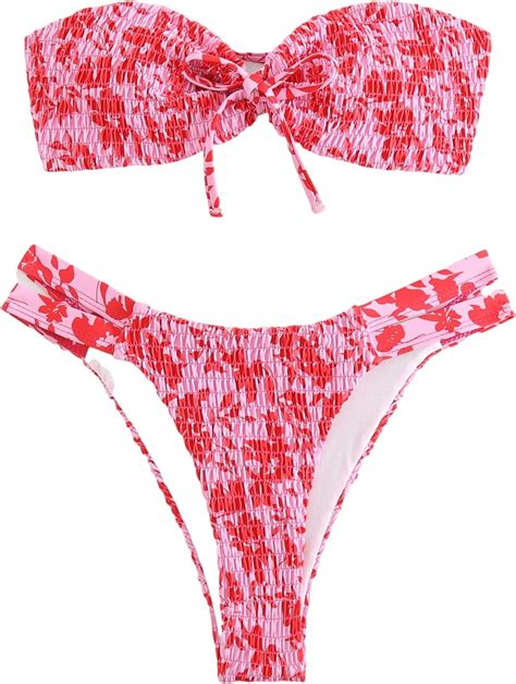 GORGLITTER Women S Strapless Bikini Set Floral Bow Nepal Ubuy