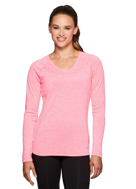 Rbx Rbx Active Women S Long Sleeve Space Dye V Neck Running Tee Shirt