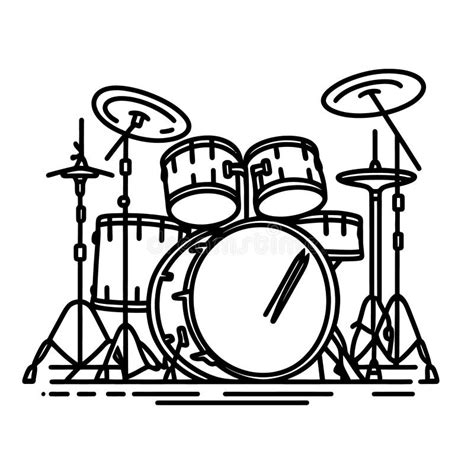 Drum Installation In One Line Continuous Line Drawing Of A Drum Set