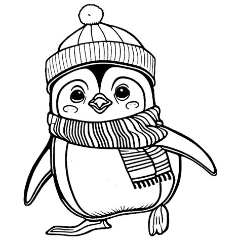 Winter Penguin Coloring Pages