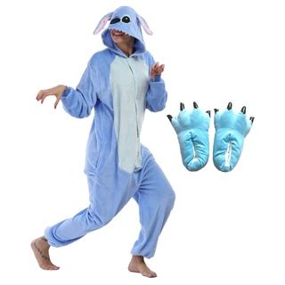 Kit Pijama Importado Lilo Stitch Pantufa Kigurumi Peludo Shopee