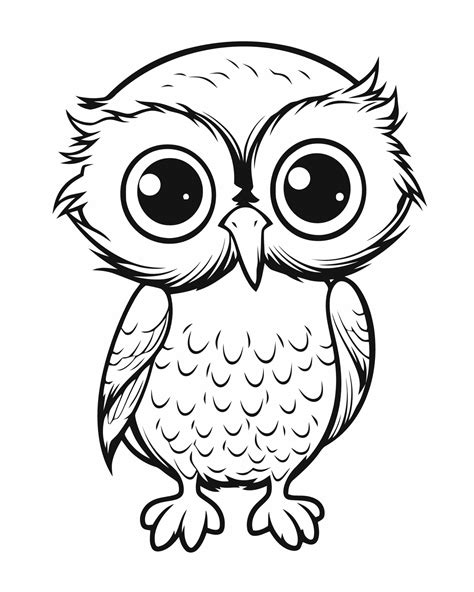 Baby owl coloring page 23632871 Vector Art at Vecteezy