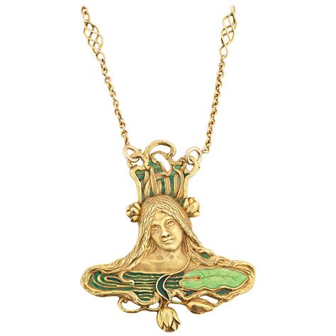 Art Nouveau Pendant And Chain For Sale At 1stdibs