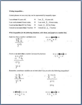 Solving Inequalities With Addition And Subtraction Guided Notes