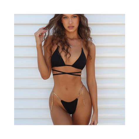 Sexy Halter Bikini Set Chain Swimsuit