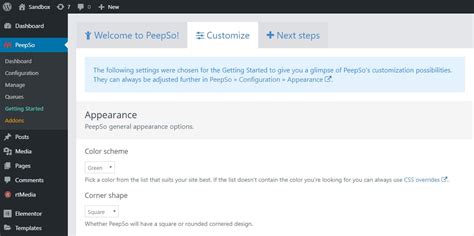PeepSo General Appearance Options Wbcom Designs Theme Plugin Docs