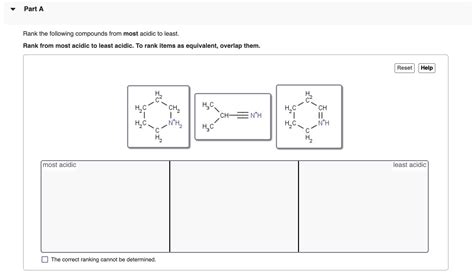 Solved Part Arank The Following Compounds From Most Acidic