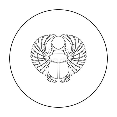 Scarab Icon In Outline Style Isolated On White Background Ancient