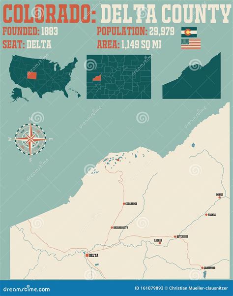 Map Of Delta County In Colorado Stock Vector Illustration Of Sign