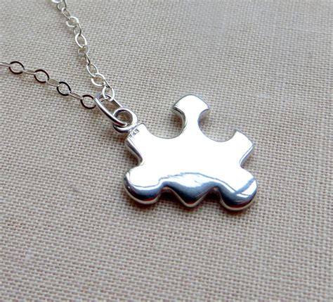 Sterling Silver Puzzle Piece Necklace 3 D Charm Necklace