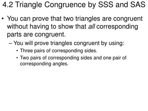 PPT 4 2 Triangle Congruence By SSS And SAS PowerPoint Presentation