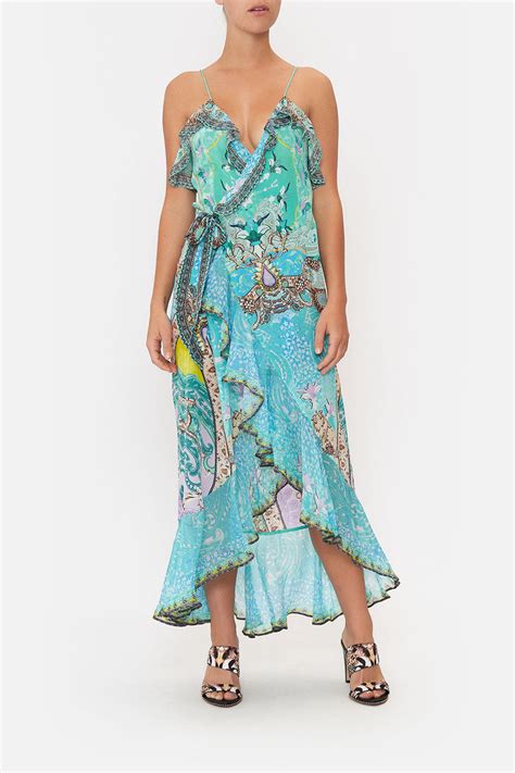 Long Wrap Dress With Frill Turn Back Time Camilla Eu