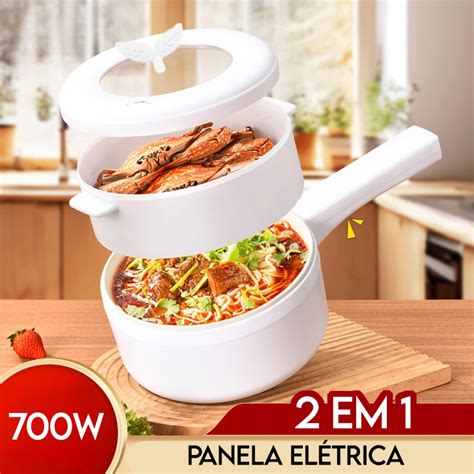 Panela Eletrica De Frita - Panela Elétrica 2 em 1 Antiaderente 700W 1,5L Cerâmica Cozinha Frita ...