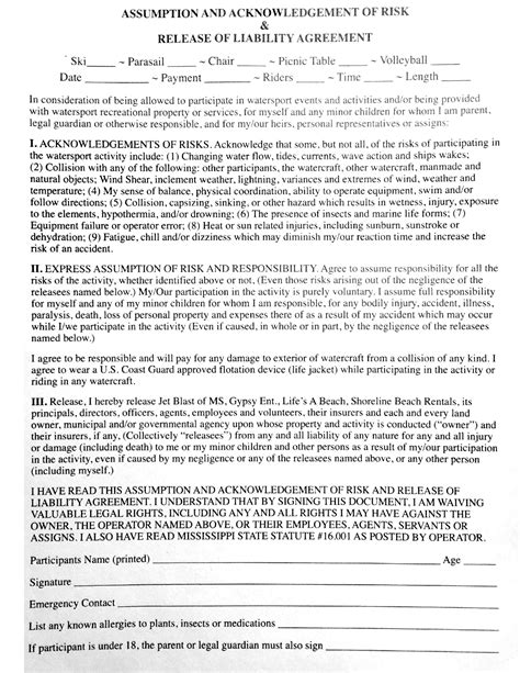 Jet Ski Waiver Template