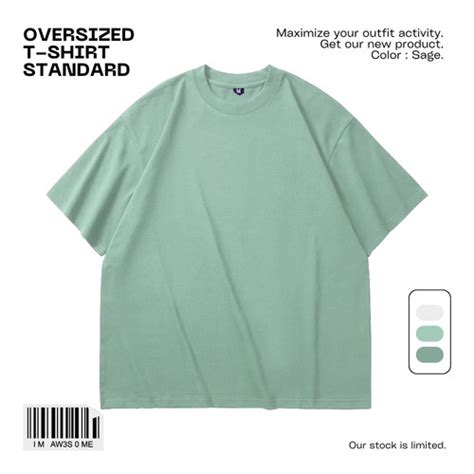 Promo Baju Kaos Oversize Polos Wanita Pria Sage Green Combed 24s Ukuran