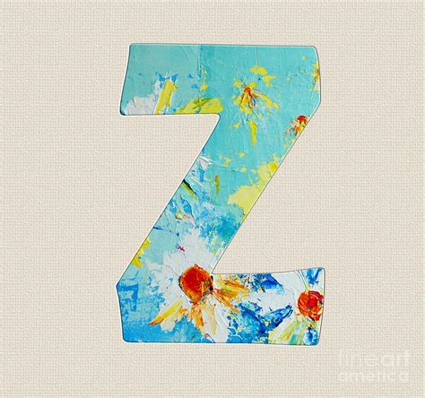 Letter Z Roman Alphabet A Floral Expression Typography Art Painting