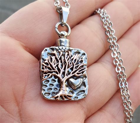 Tree Of Life Urn Pendant Crematio Necklace Tree Of Life Urn Necklace Stainless Steel