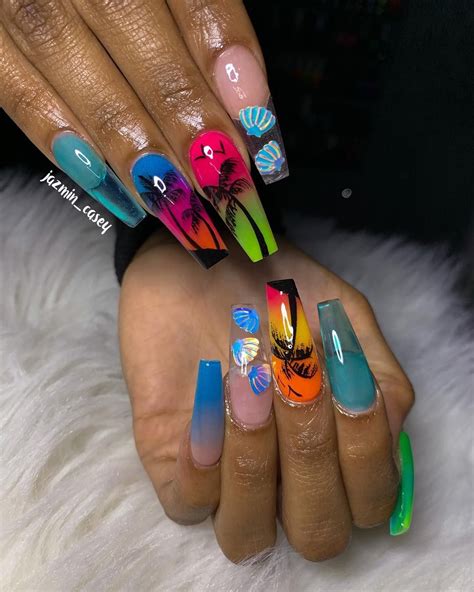 Jazmin 💅🏽 Nail Bo On Instagram “she’s Going Back To Cali 🌴🐚 Swipe For The Glow 💅🏽 Getjazzed