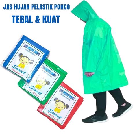 Jual Swetttt Lengan Panjang Ponco Jas Hujan Plastik Hdpe Murah Dan