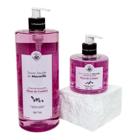 French Liquid Soap Pair Cherry Blossom Fragrance Litre And Ml