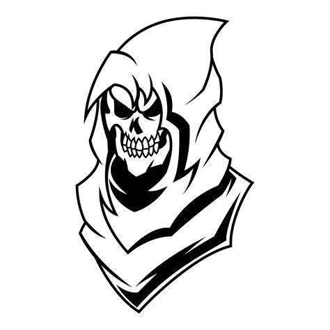 Grim Reaper Vector Black And White Logo Design Illustration Template ...