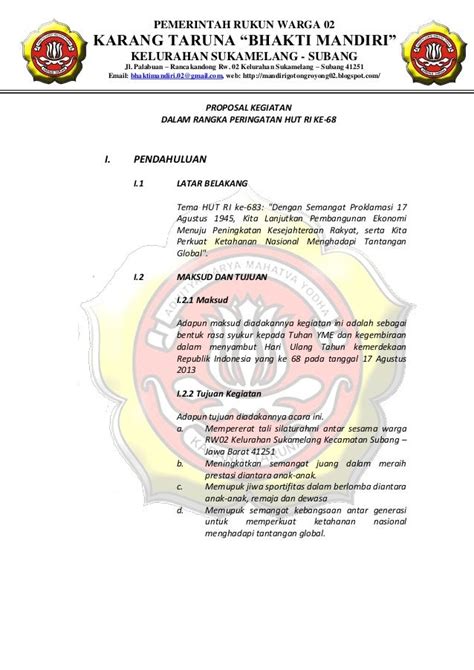 Contoh Proposal 17 Agustus Untuk Perusahaan