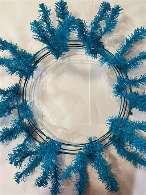 15 24 Teal Elevated Work Wreath Form With 36 Pine Tipsdouble Ringdeco