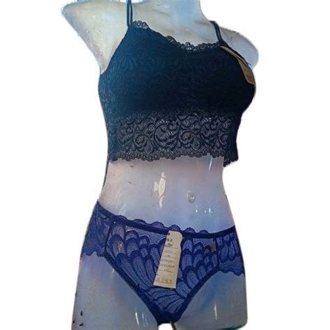 Hosiery Ladies Blue Lace Lingerie Set At Rs 220 Set In New Delhi Id